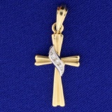 Diamond Cross Pendant In 14k Yellow And White Gold