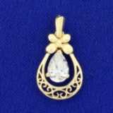 Pear Shaped Cz Dangle Pendant In 14k Yellow Gold