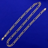20 1/2 Inch Figaro Link Neck Chain In 14k Yellow Gold