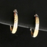 Petite Child's Diamond Cut Hoop Earrings In 14k Yellow And White Gold