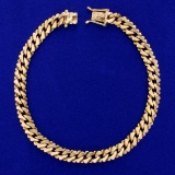 Heavy Fancy Cuban Link Bracelet In 18k Yellow Gold