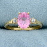 Pink And White Sapphire Ring In 10k Yellow Gold