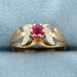 Antique 1/4ct Pink Sapphire Ring In 14k Rose And White Gold