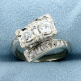 Antique Old European Cut Diamond Ring In 14k White Gold