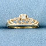 Three-stone Diamond Ring In 10k Yellow Gold