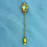 Vintage 1ct Opal Pin In 14k Yellow Gold