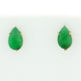 Imperial Jade Stud Earrings In 14k Yellow Gold