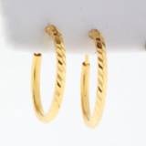 Diamond Cut Hoop Earrings In 18k Yellow Gold