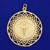 Traditional Caduceus Medical Symbol Pendant In 14k Yellow Gold