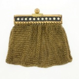 Vintage Brass Mesh Chatelaine Chainmail Pouch Coin Purse