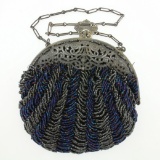 Micro Beaded Nouveau Style Purse With Chain