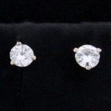 .4ct Total Weight Diamond Stud Earrings In 14k White Gold