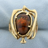 Unique Fire Agate Ring In 14k Yellow Gold