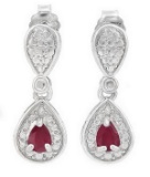 Pear Cut Ruby Dangle Earrings In Sterling Silver