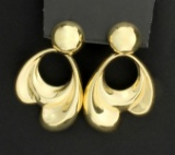 14k Large Dangle Doorknocker Style Earrings In 14k Yellow Gold