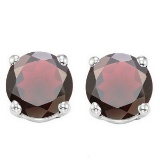 6mm Garnet Stud Earrings In Sterling Silver