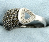 2ct Tw Black And White Diamond Heart Ring In 10k White Gold