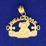 Welcome Baby Pendant In 10k Yellow Gold
