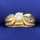 Vintage 1/2 Ct Tw Diamond Engagement Ring In 14k Yellow Gold