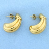 Large Crescent Shaped Gold Earrings In 14k Yellow Gold