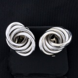 4 Ring Modern Style Earrings In 14k White Gold
