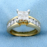 2ct Tw Diamond Engagement Ring In 14k Yellow Gold