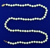 Vintage Cultured Akoya Pearl Necklace With 14k Gold Clasp