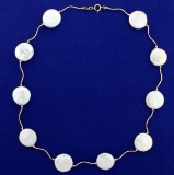 Natural Mother Of Pearl Necklace In 14k Gold