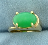 5ct Natural Jade Ring In 14k Yellow Gold