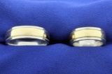 Men's And Woman's Matching Wedding Band Ring Set In 14k Yellow And White Gold