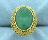 10ct Jade Ring In 18k Yellow Gold
