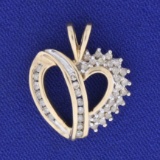 1/2ct Tw Champagne Diamond Heart Pendant In 10k Yellow Gold