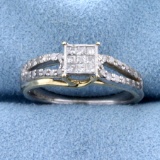 1/3ct Tw Diamond Engagement Ring In 10k Yellow Gold And Sterling Silver