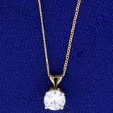 Over 1ct Solitaire Diamond Pendant On Chain In 14k Yellow Gold