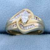 1/2ct Tw Marquise Diamond Ring In 14k Yellow Gold