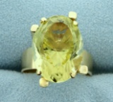 10ct Natural Citrine Statement Ring In 14k Yellow Gold