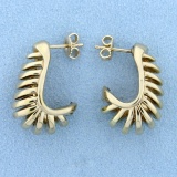 Crescent Shaped Designer Earrings In 14k Yellow Gold