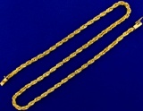 18 1/2 Inch Unique Rectangular Link Rope Style Neck Chain In 14k Yellow Gold