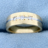 Three-stone Diamond Band Ring In 14k Yellow And White Gold