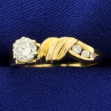 Over 1/2ct Diamond Ring In 14k Yellow Gold