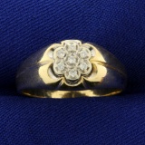 Diamond Flower Design Ring In 10k Yellow Gold