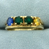 Multi-colored Spinel Gemstone Ring In 10k Yellow Gold