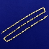 18 Inch Diamond Cut Designer Link Necklace In 14k Yellow Gold