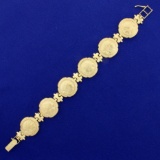 Ancient Greek Or Roman Profile Design Bracelet In 14k Yellow Gold