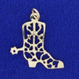 Cowboy Boot Charm Or Pendant In 14k Yellow Gold