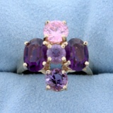 Purple And Pink Topaz Ring In 14k Yellow Gold
