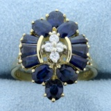 High Quality Natural Sapphire And Diamond Ring In 18k Yellow Gold