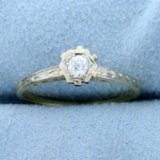 Antique Old European Cut Diamond Solitaire Ring In 14k Yellow And White Gold