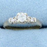 Antique Three-stone European Cut Diamond Ring In 10k Yellow And White Gold