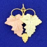 Grape Vine Pendant In 14k Yellow, Rose, And Green Gold